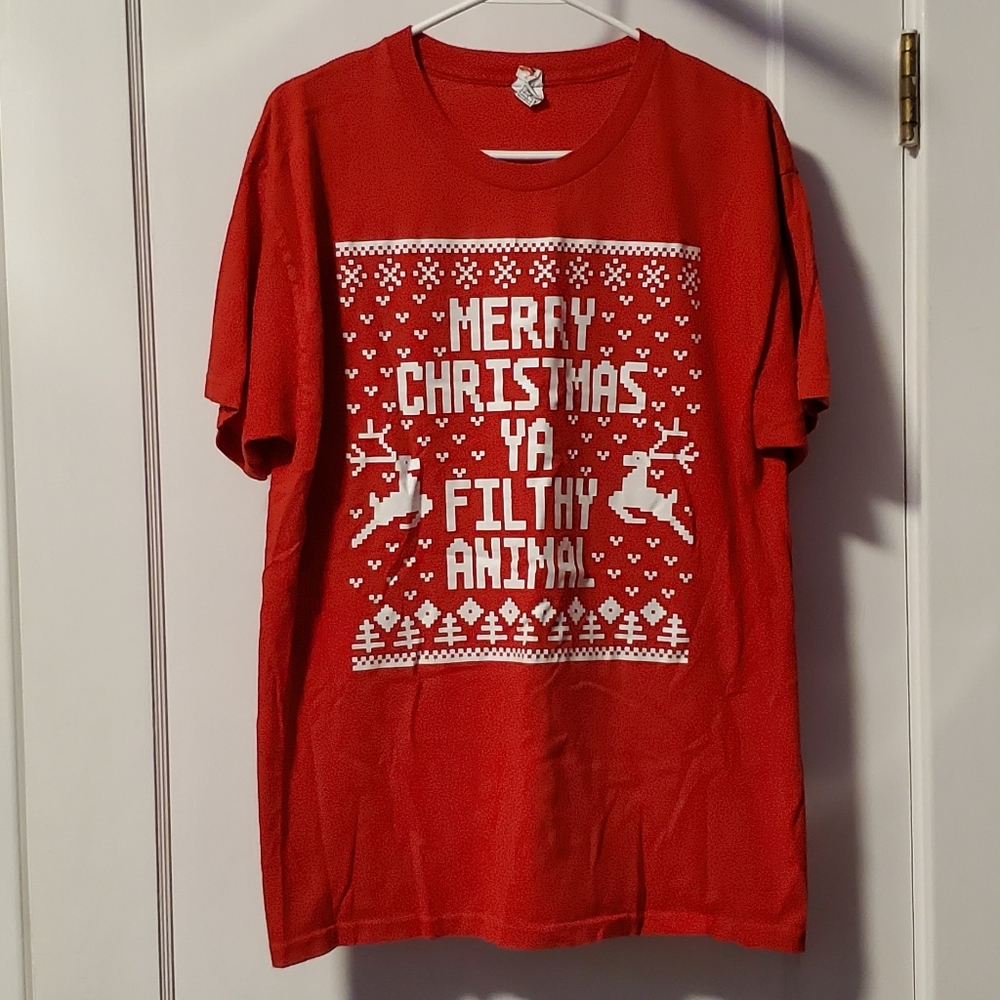 Vintage Alstyle T-shirt Home Alone Merry Christmas Holiday LARGE Red Xmas Kevin